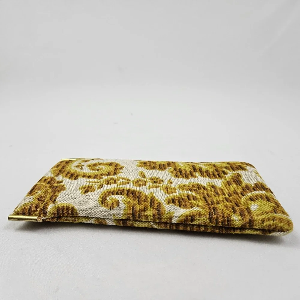 Vtg Optical Fashion by Rosanne Eyeglasses Case Gold Tapestry Kiss Lock MCM Boho
